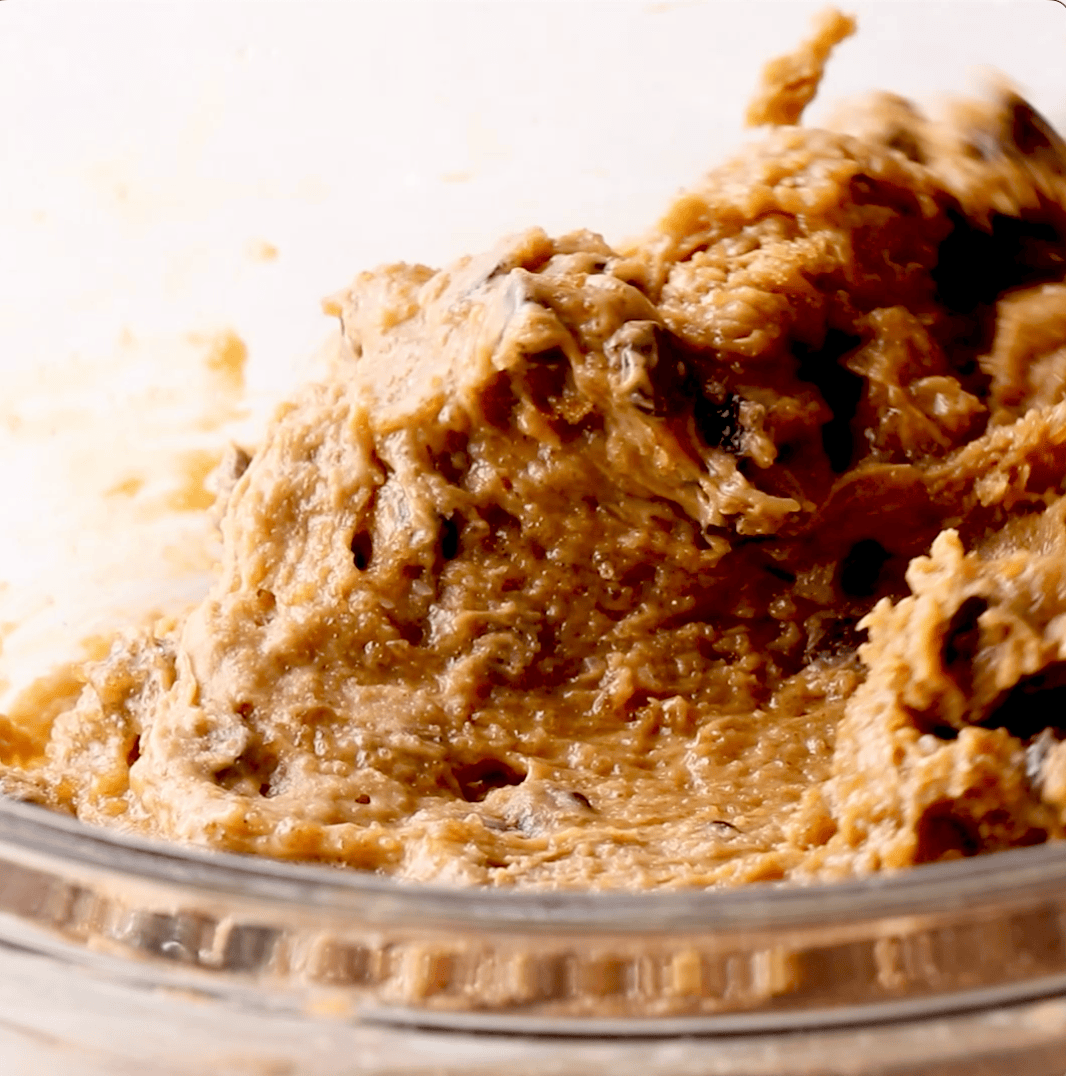 flourless peanut butter cookies being mixed in mixing bowl