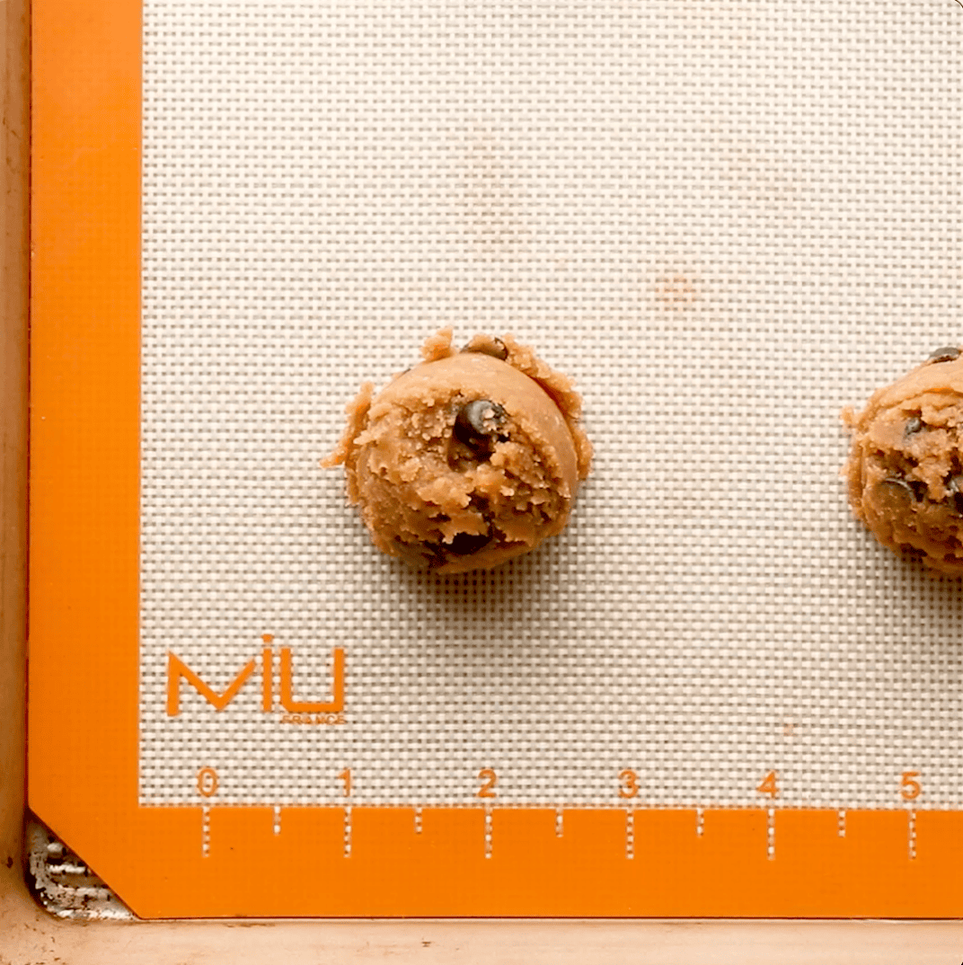 flourless peanut butter cookie dough on baking sheet 