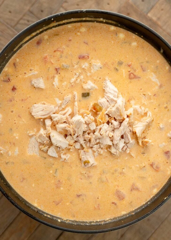 shredded chicken added back to soup