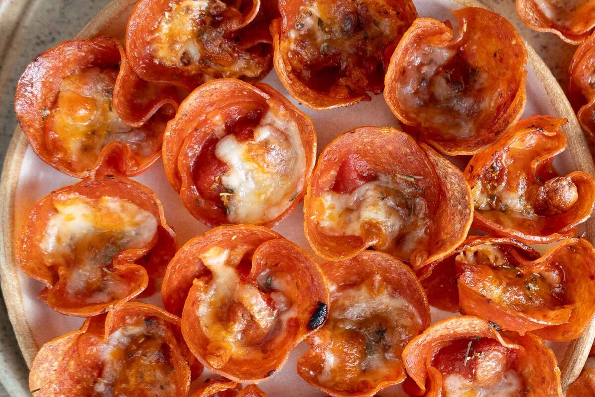 a full plate of mini pizza snacks